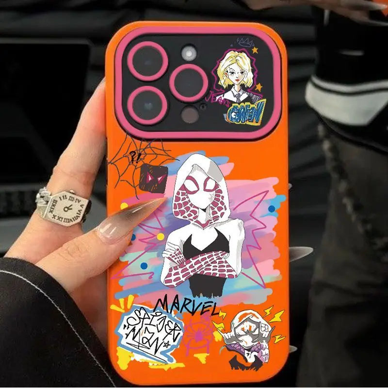 Cartoon Female Spider Man Large Window Phone Case For iPhone