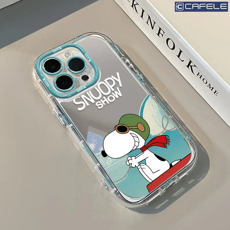 Anime Cute Snoopy Cartoon Mirror Phone Case For iPhone