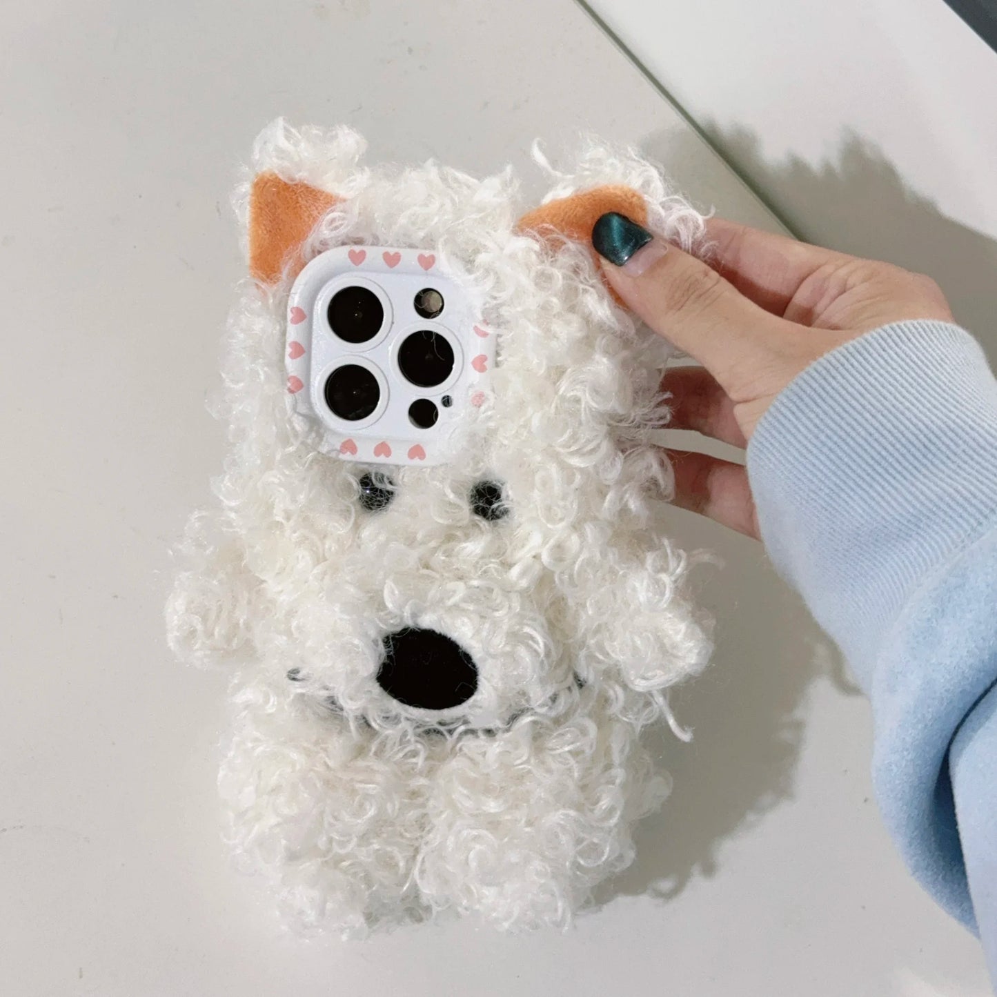 Cute Curly Puppy Plush Phone Case