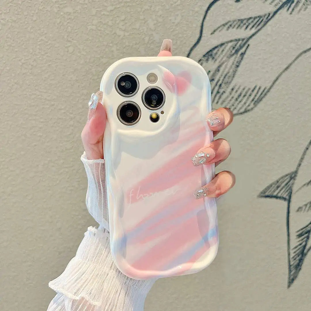 Phone Case For iPhone Wave Gradient Love Heart Soft TPU Cover Funda