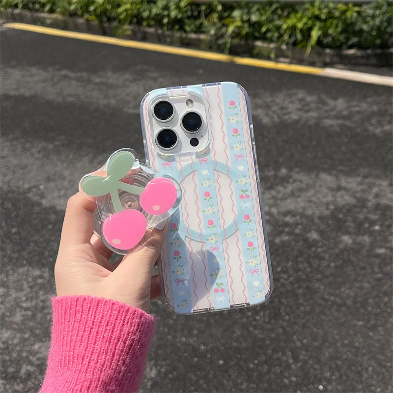 Summer Cute Wavy Cherry Magnetic Phone Case