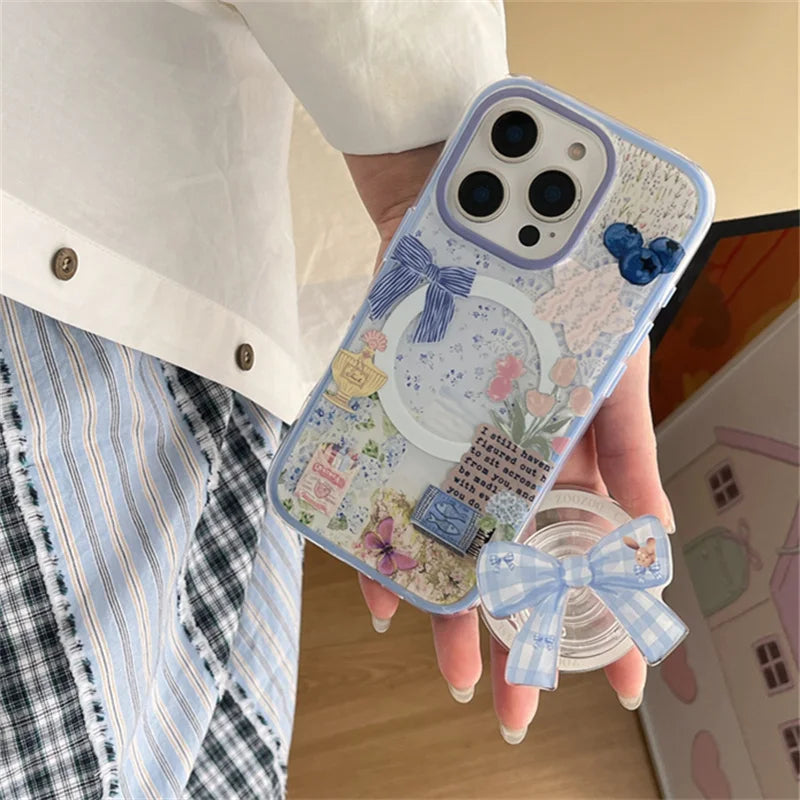 Beautiful Blueberry Flower Doodle Phone Case