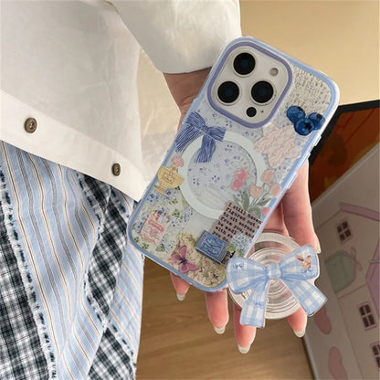 Beautiful Blueberry Flower Doodle Phone Case