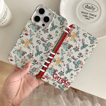 Cute Rabbit Wildflower Grass Notepad Phone Case