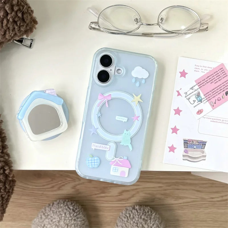 Cute Cartoon Kitten Bow Magsafe Phone Case