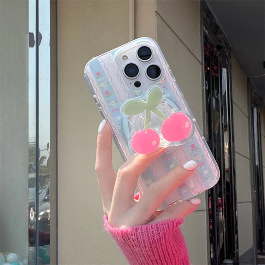 Summer Cute Wavy Cherry Magnetic Phone Case