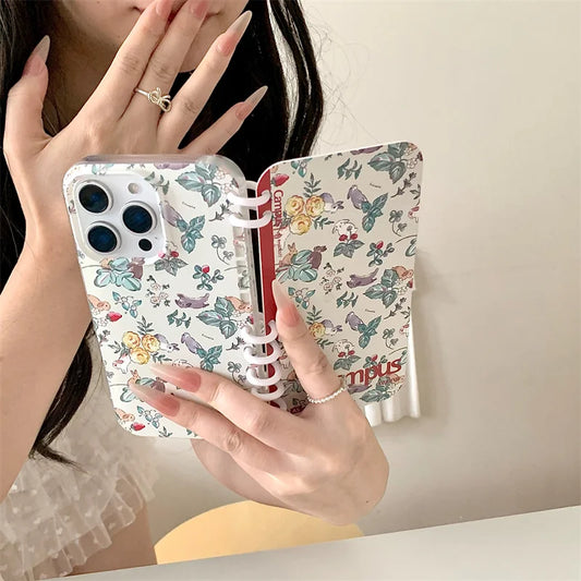 Cute Rabbit Wildflower Grass Notepad Phone Case