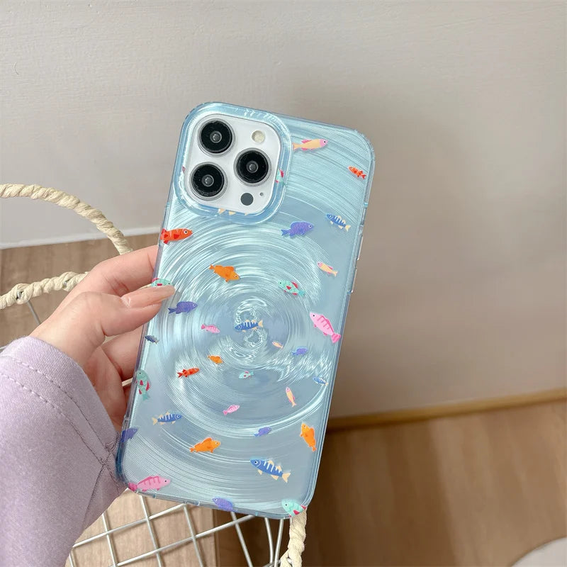 Blue Ocean Color Fish Whirlpool Phone Case
