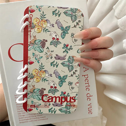 Cute Rabbit Wildflower Grass Notepad Phone Case