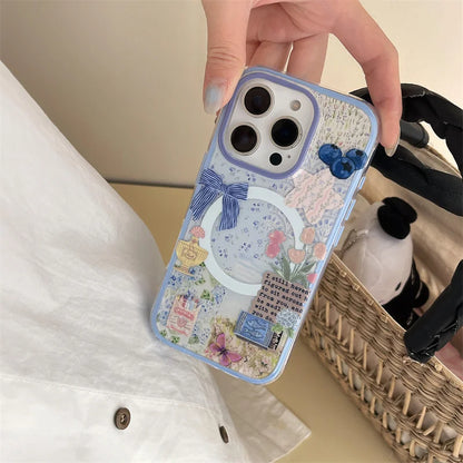 Beautiful Blueberry Flower Doodle Phone Case