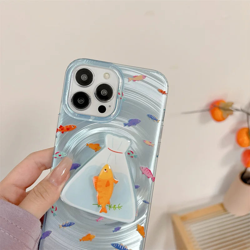Blue Ocean Color Fish Whirlpool Phone Case