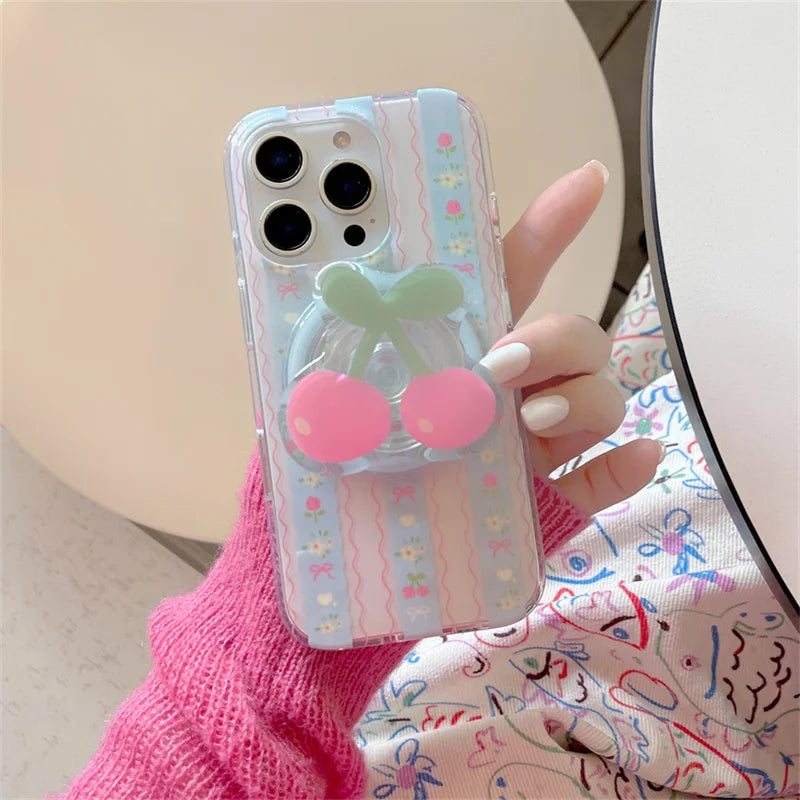 Summer Cute Wavy Cherry Magnetic Phone Case