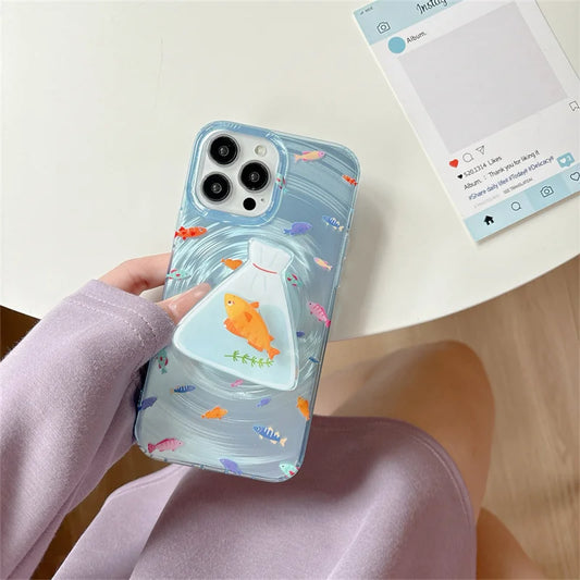 Blue Ocean Color Fish Whirlpool Phone Case