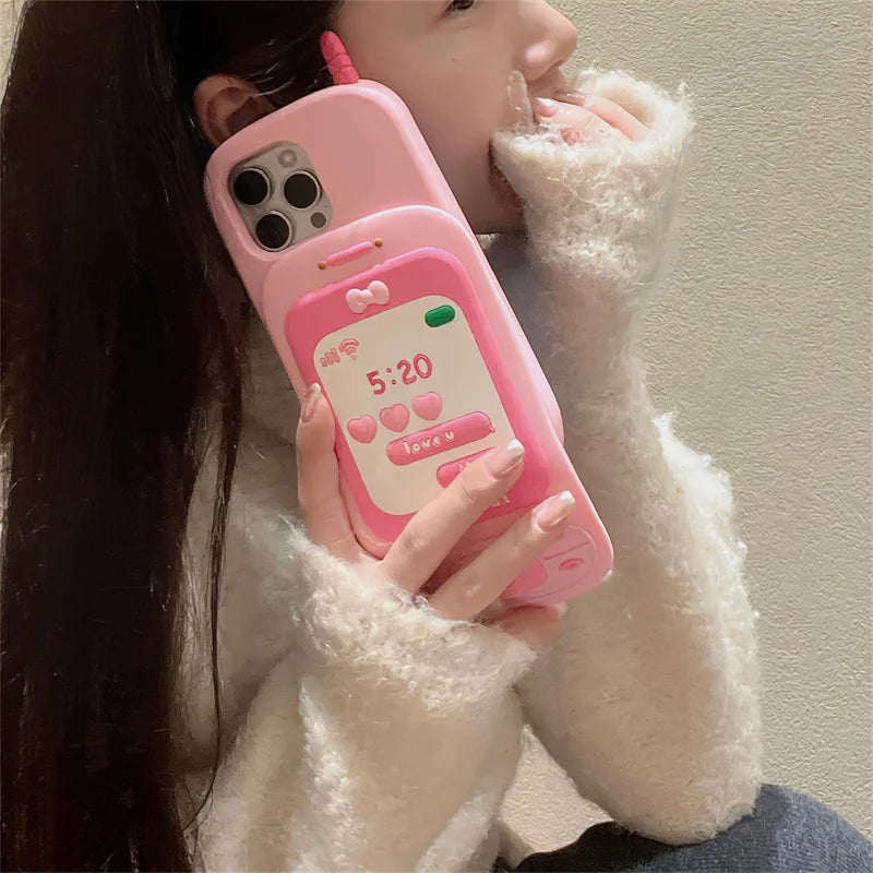 Cute Hot Pink Bow Mobile Mirror Phone Case
