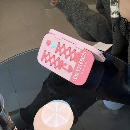 Cute Love Mirror Hot Pink Clamshell Silicone Phone Case