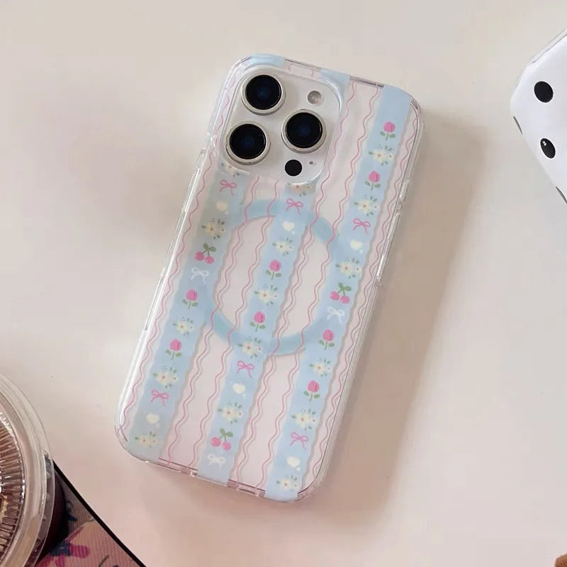 Summer Cute Wavy Cherry Magnetic Phone Case