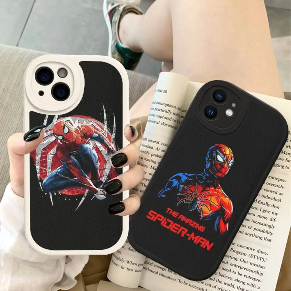 Cartoon Groot Spiderman Phone Case Hard Leather For iPhone