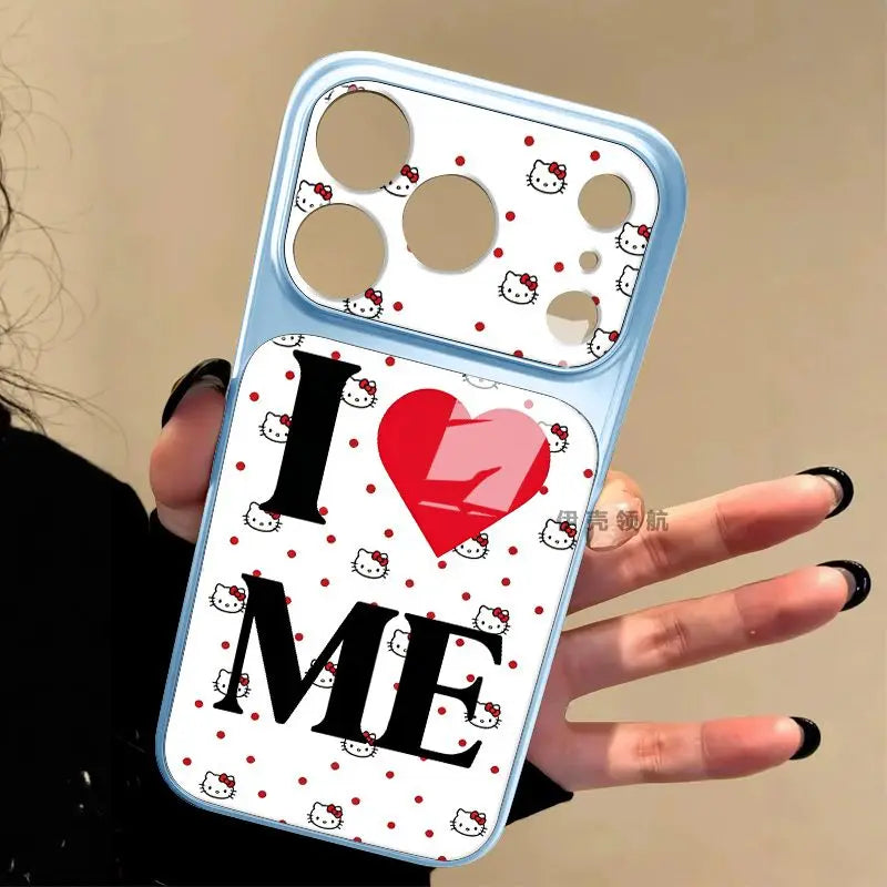 Creative Cartoon Cat Love Acrylic Large Window All Inclusive Phone Case For iPhone