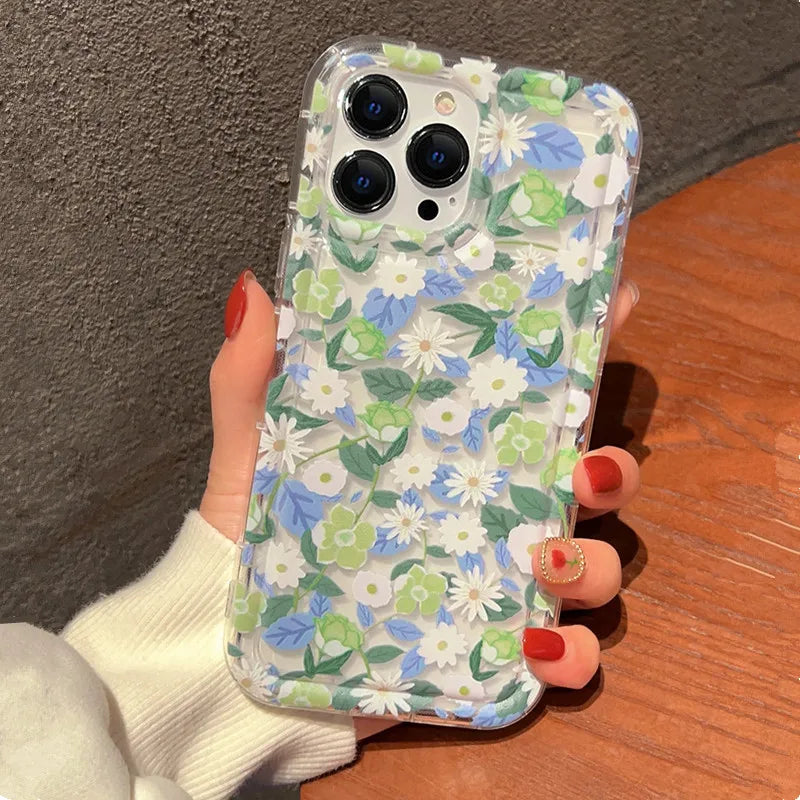Flowers Graphic Print Clear Phone Case