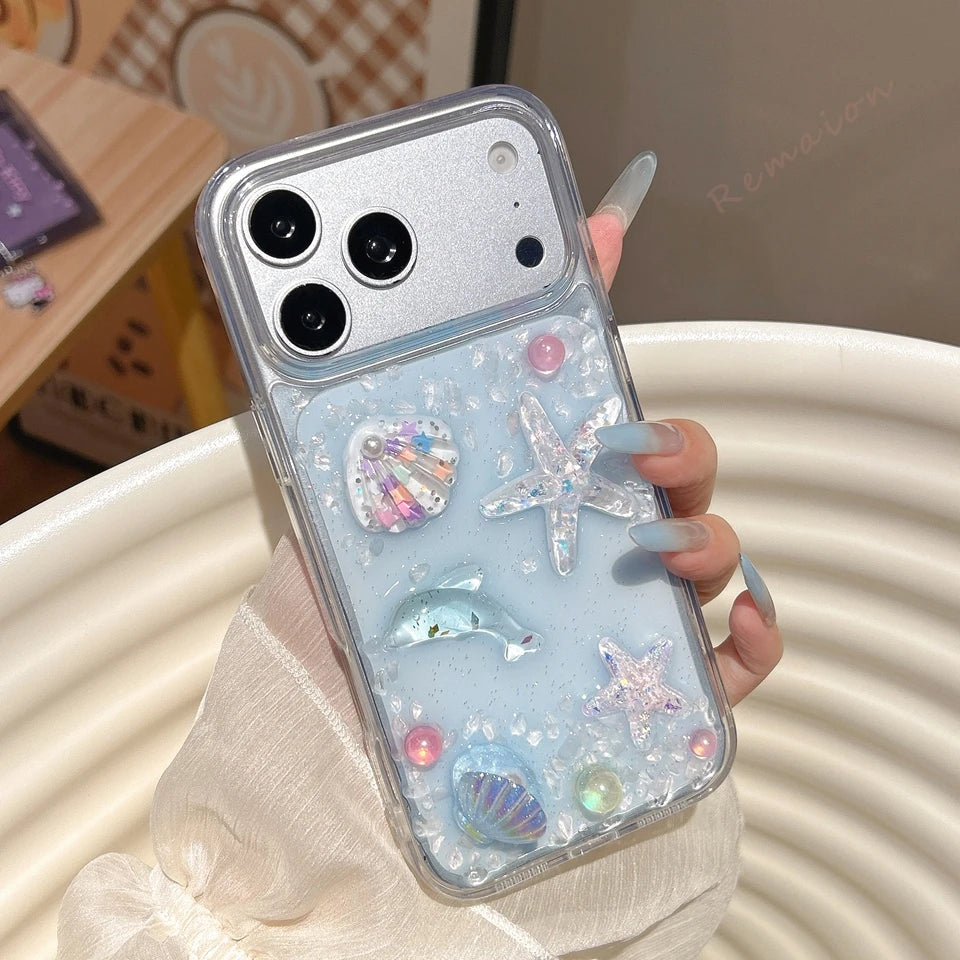 Bling Bling Glitter 3D Cute Starfish Phone Case For iPhone