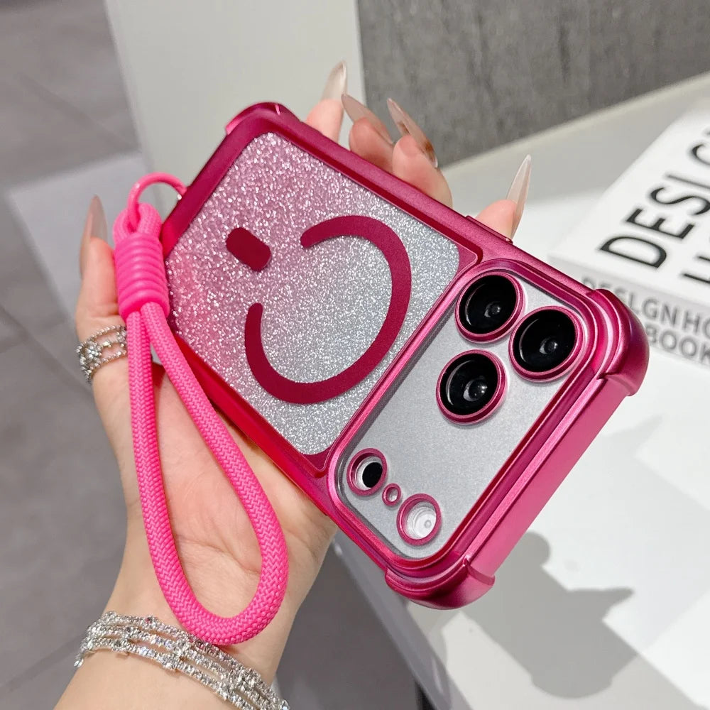 Glitter For Magsafe Lanyard Plating Case  For iPhone