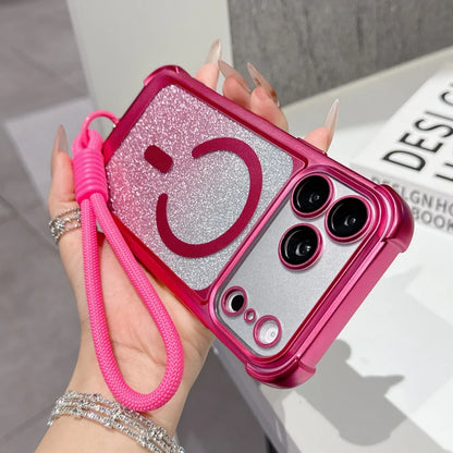 Glitter For Magsafe Lanyard Plating Case  For iPhone