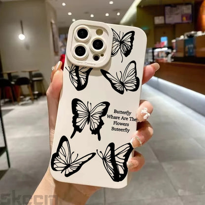 Black Butterfly Pattern Phone Case For iPhone