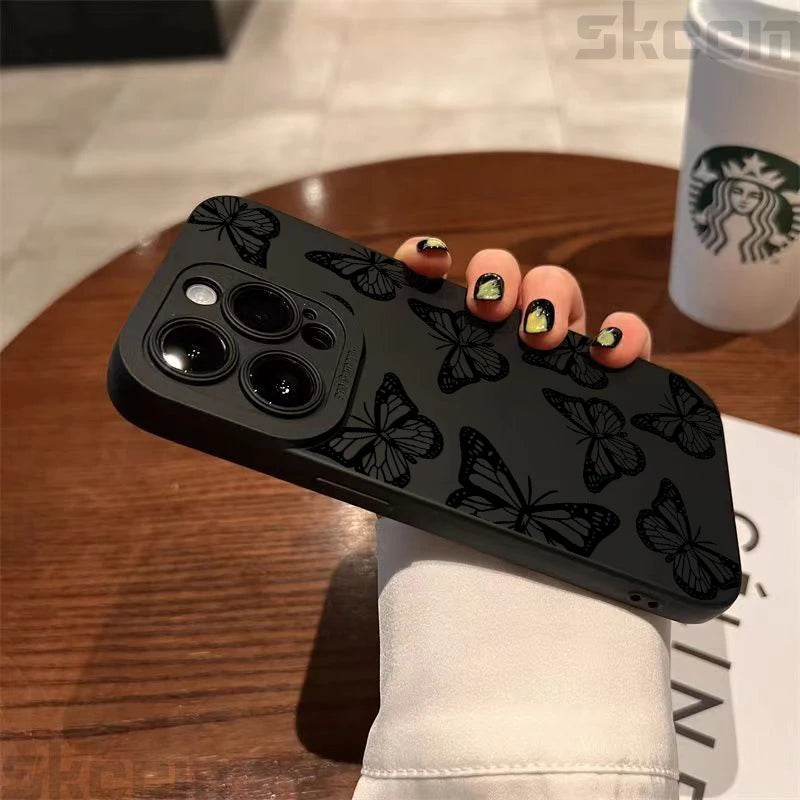 Black Butterfly Pattern Phone Case For iPhone