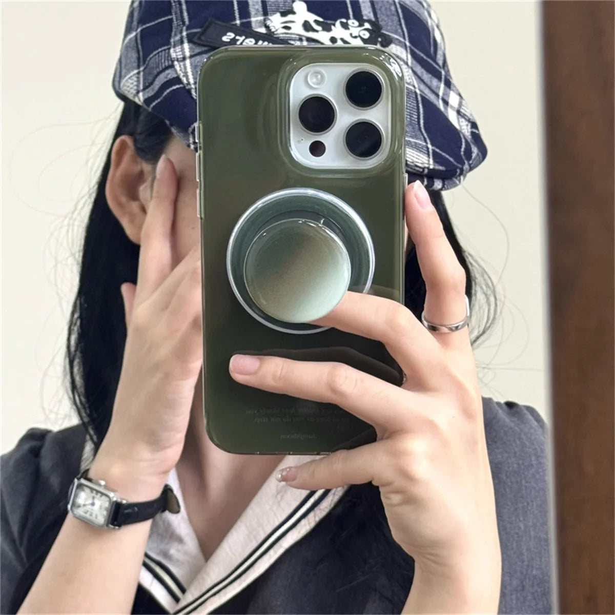 Simple Green Color Magnetic Phone Case For iPhone