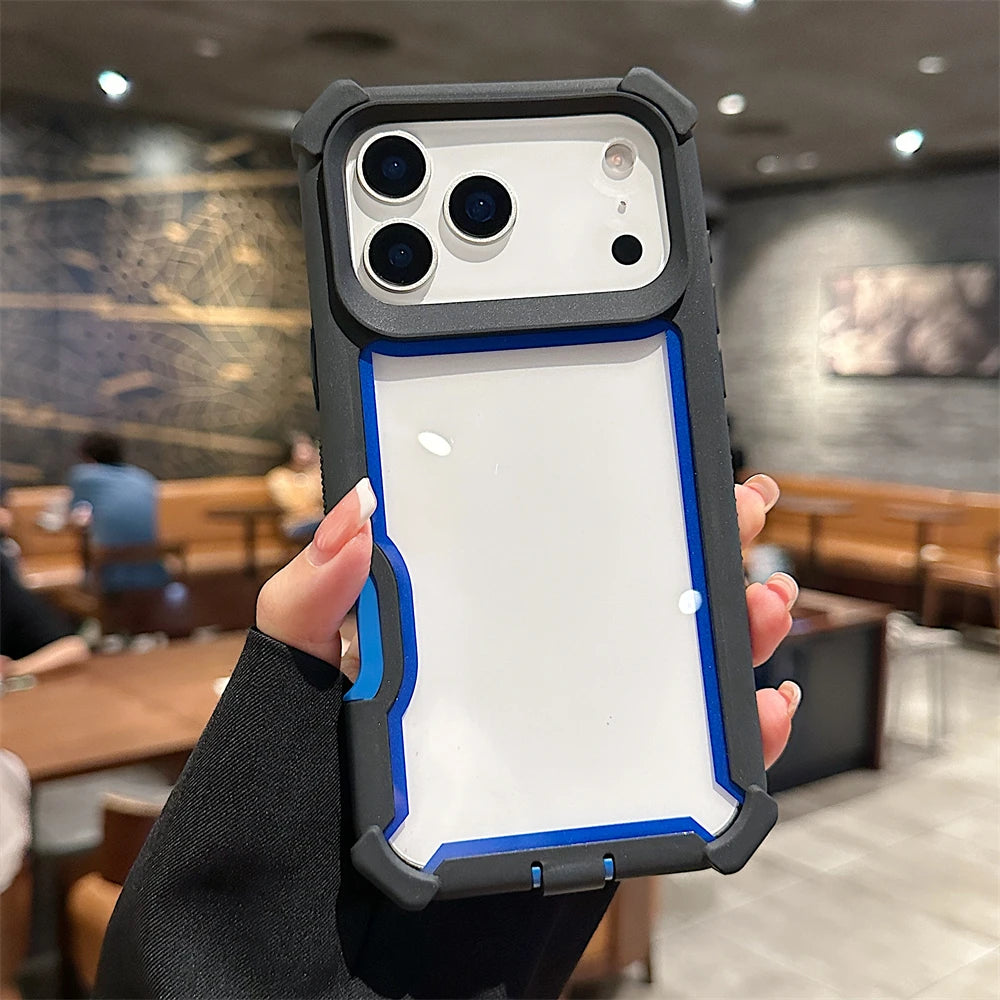 TPU Case For iPhone Rugged Hybrid Transparent Shockproof Armor Hard PC Frame Bumper Back