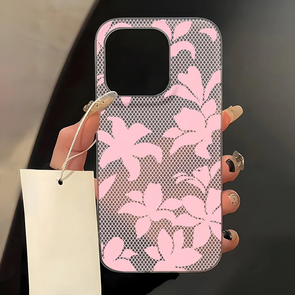 Elegant Romantic White Lace Pattern Flower Phone Case For iPhone