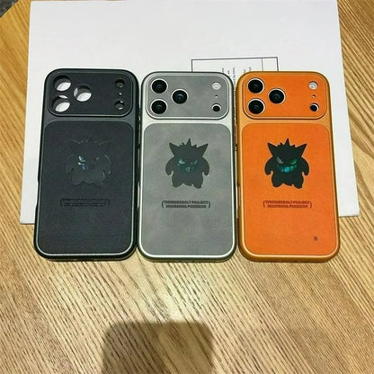 Anime Cartoon Ghost Gengar Laser Leather Texture Phone Case For iPhone
