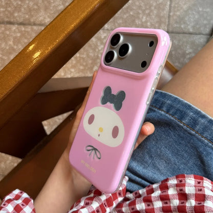 Cute My Melody IMD Glossy Phone Case Glitter Bow Soft Shockproof Cover For iPhone