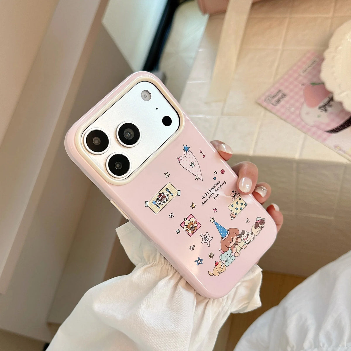 Korean Cartoon Puppy Party Graffiti Pattern Phone Case For iPhone