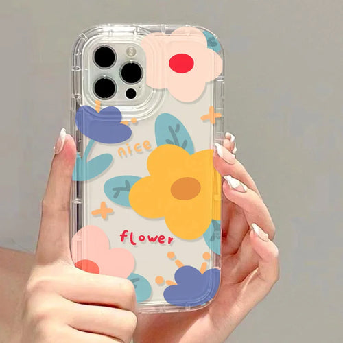 Soft Clear Shockproof Bumper Flower Back Cover Fundas Phone Case