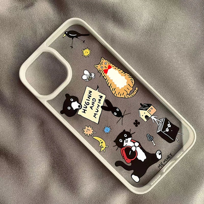 Lovely Cat Graffiti Dopamine Acrylic Phone Case For iPhone