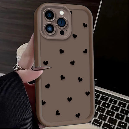 Black Small Love Heart Soft Phone Case For iPhone