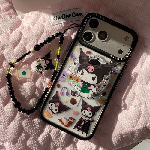 Cute Cartoon Sanrio Kuromi Magnetic Holder Magsafe Wireless Charge Phone Case For iPhone