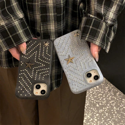Luxury Metal Star Denim Cloth Phone Case