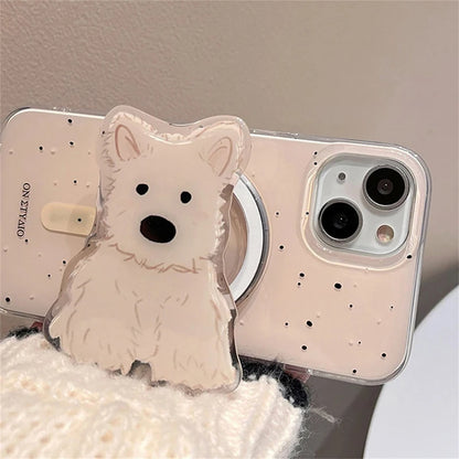 Spring Dog Stand For Magsafe Wireless Charge Phone Case For iPhone