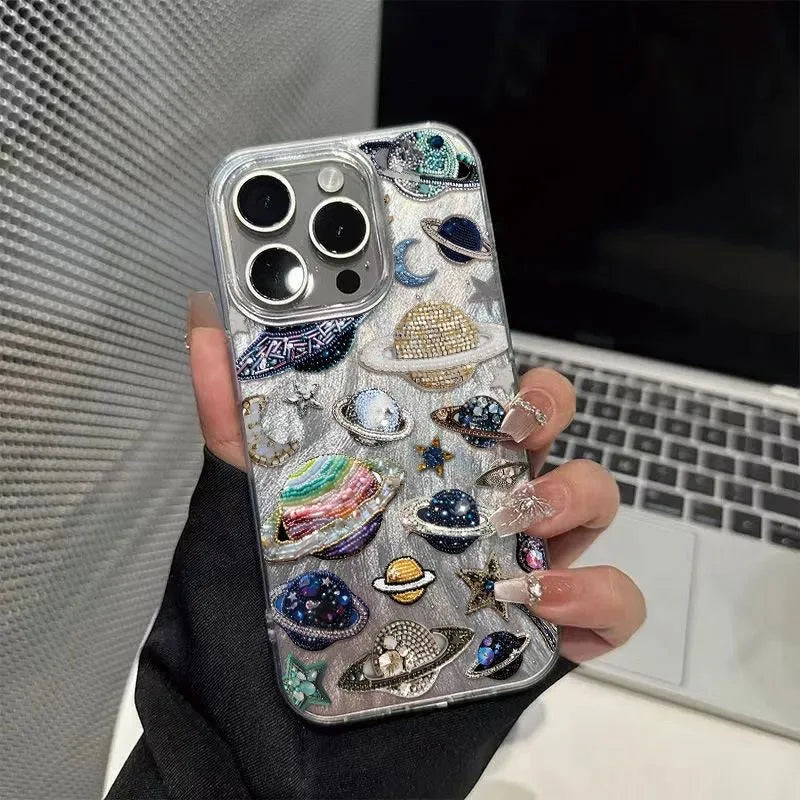 Luxury Planet Pluto Moon Stars Phone Case For iPhone