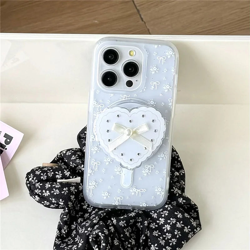Cute White Flower Bowkont Magnetic Phone Case
