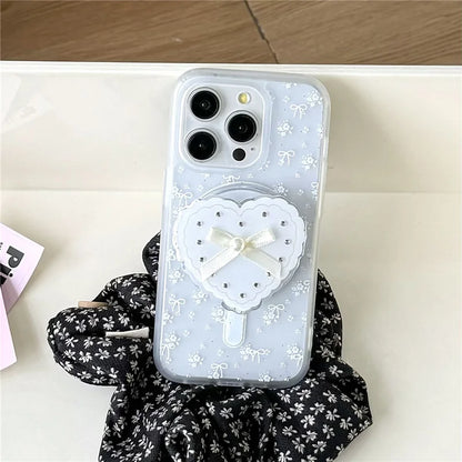 Cute White Flower Bowkont Magnetic Phone Case