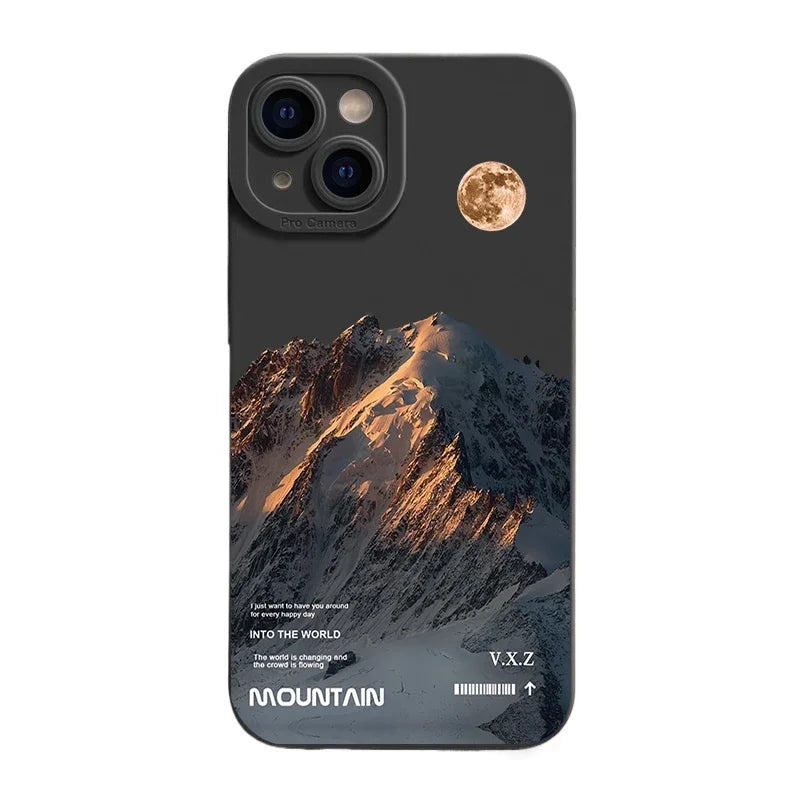 Snow Mountain Sunrise Scenery Silicone Phone Case For iPhone