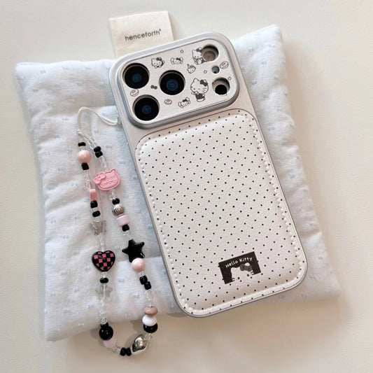 Black Polka Dot Kitty Phone Case With Bracelet Phone Case For iPhone