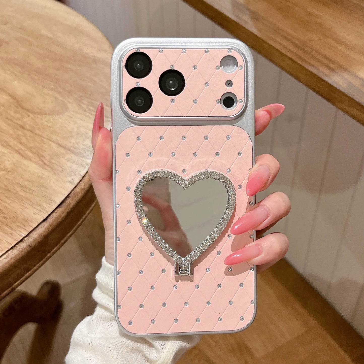 Luxury Leather Pattern Starry Sky Heart Support Phone Case For iPhone
