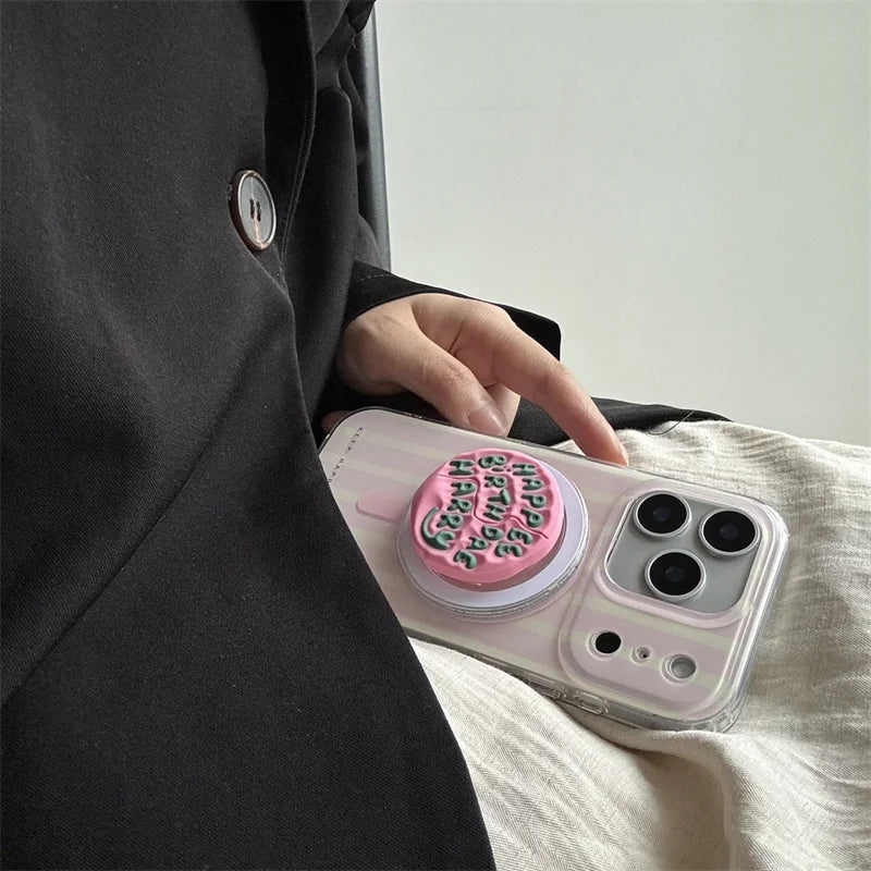 Fashion Pink Purple Stripe Magnetic Phone Case For iPhone