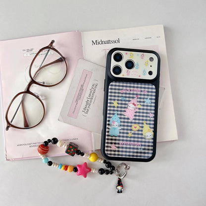 Luxury Cute Black and White Checkered Hat Kitty Phone Case For iPhone