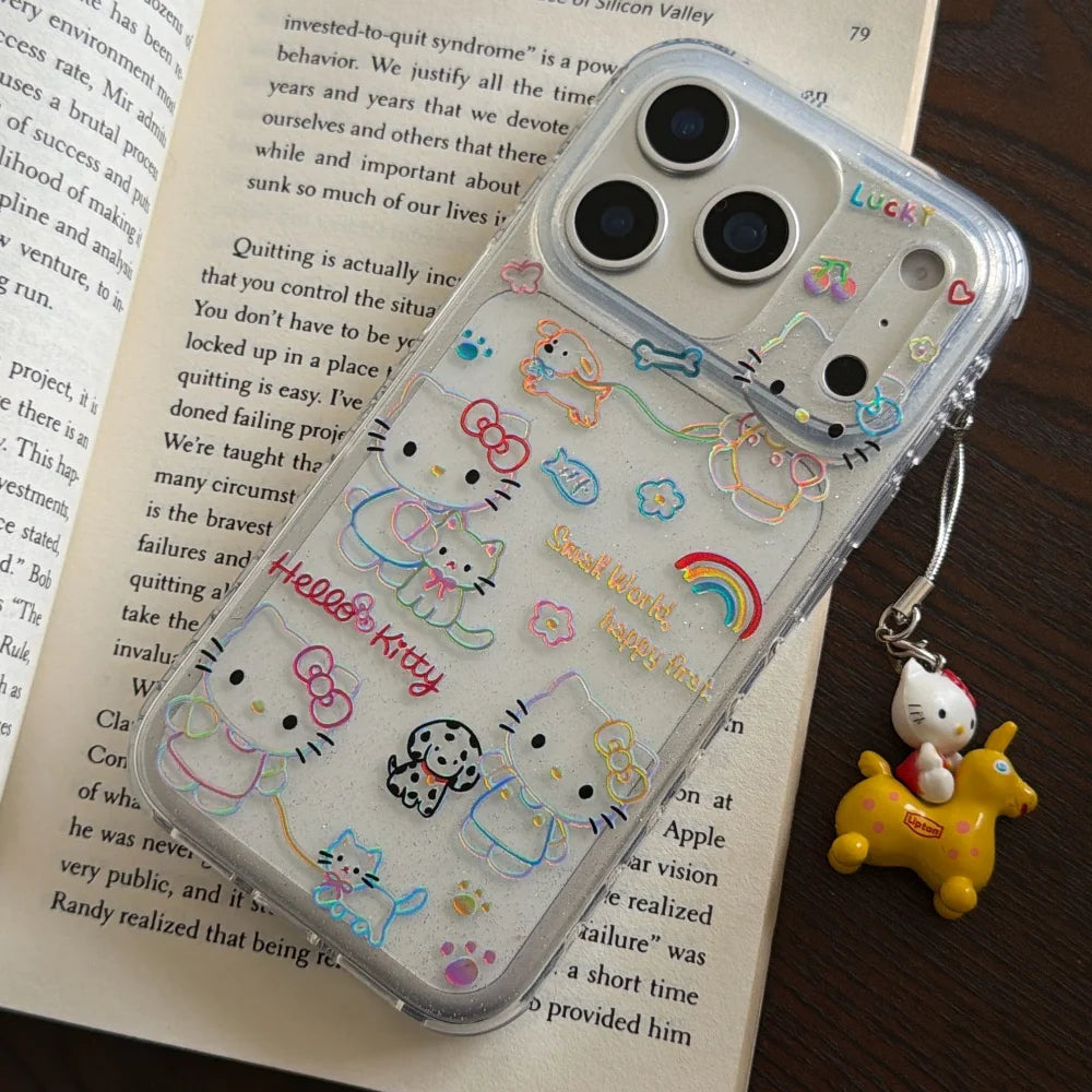 Korea Dopamine Gilded Lines Hello Kitty Case For iPhone