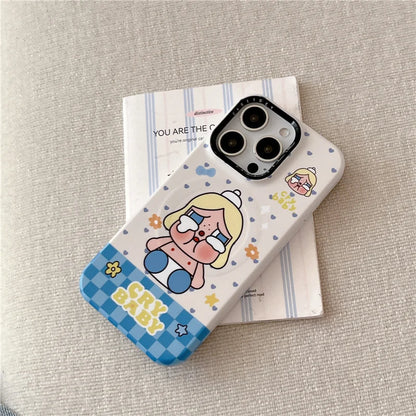 Korean Cute Plaid Pattern Girl Magnetic Phone Case For iPhone
